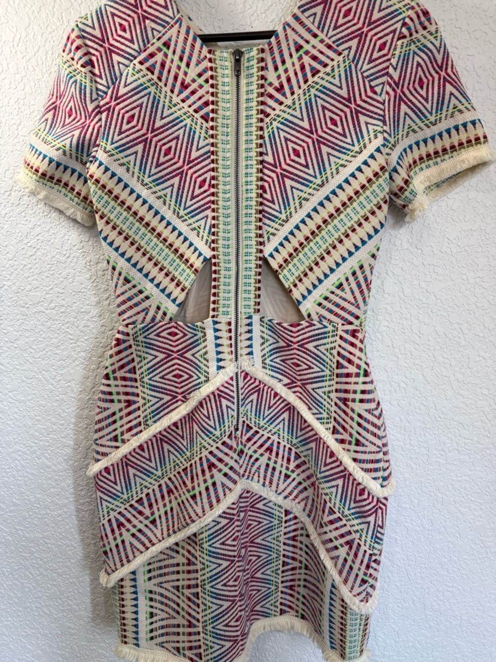 Adelyn Rae Jaylene Woven Sheath Dress | Embroidered Cutout Back | XS - Picture 11 of 15